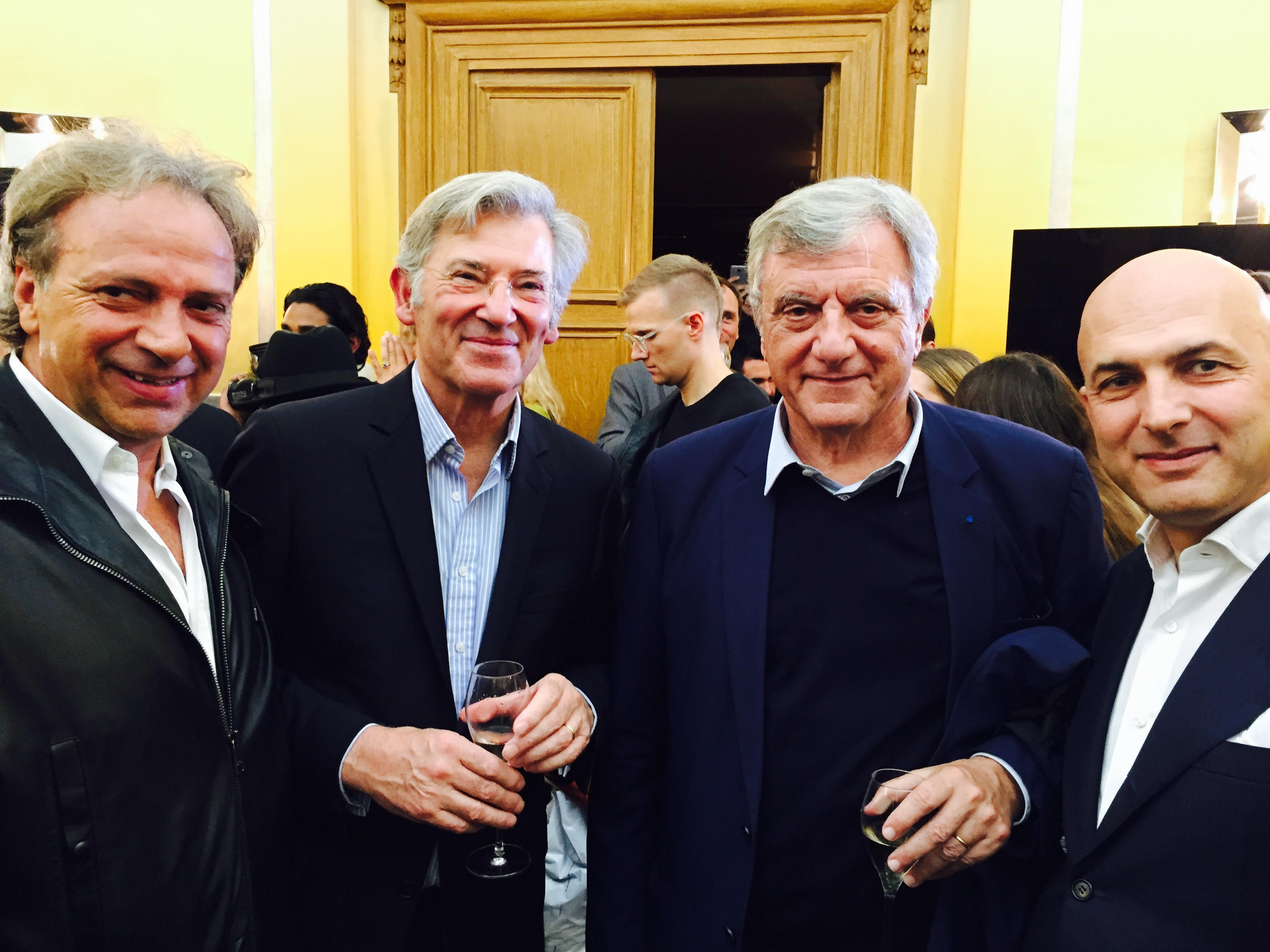 Andrea Montelpare a Parigi alla sfilata John Galliano PE 2018 da sx Germano Ferraro AD Brave Kid, Domenique De Longevialle, Sidney Toledano