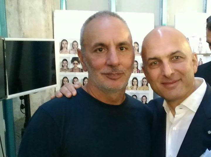 Andrea Montelpare con lo stilista Alessandro Dell'Acqua alla sfilata donna N21 PE 2018